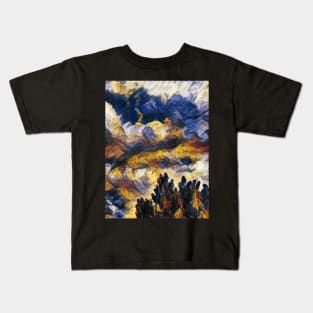 Cloudy Sky With Trees - Painting Style Kids T-Shirt